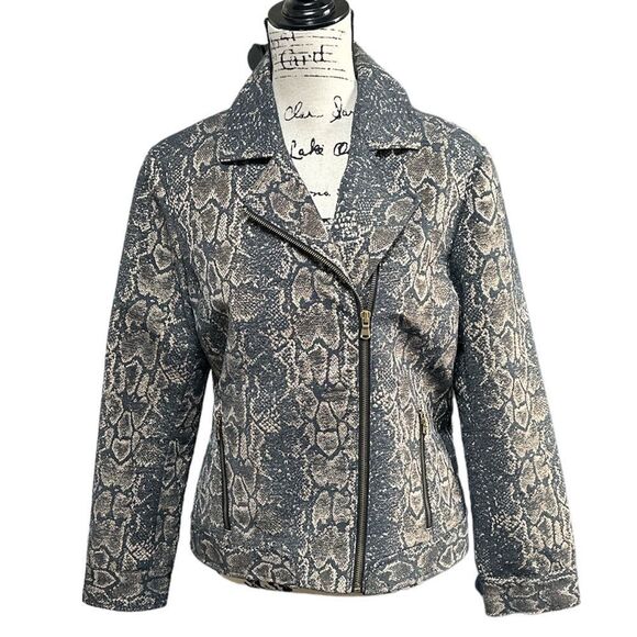 CHICO'S Lustrous Snake Fate Jacket Size 1 Medium  8 10 NWT - Picture 1 of 12